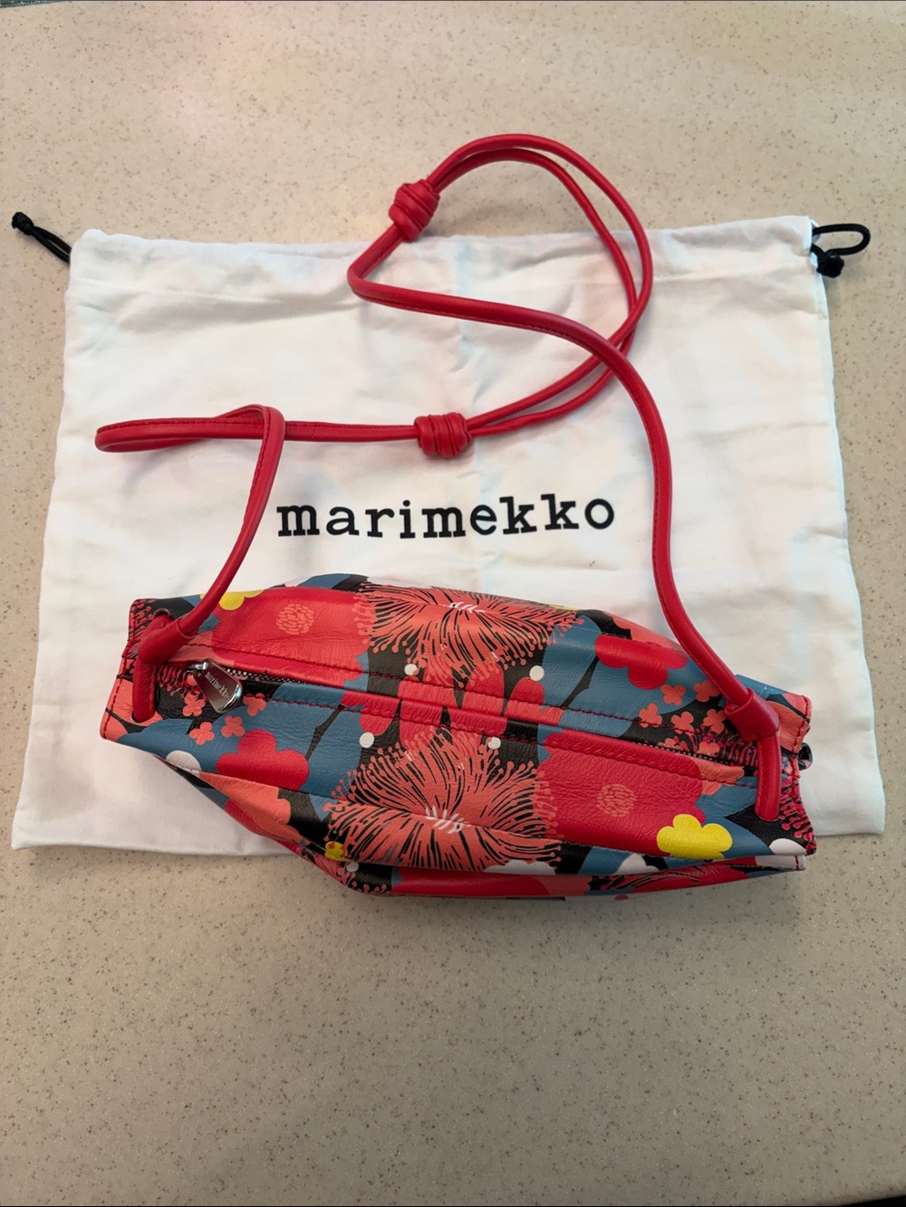 Marimekko Pikku Karla coral and blue Floral Crossbody Bag
